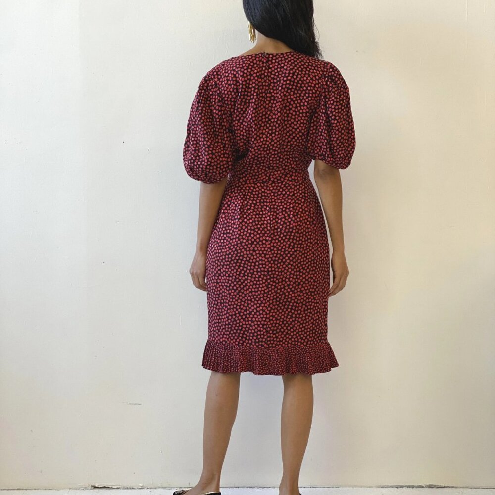 Albert Nipon Vintage Silk Wrap Ruffle Polka Dot D… - image 4